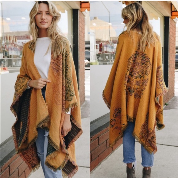 Sweaters - Paisley Poncho Kimono Scarf Cardigan Wrap